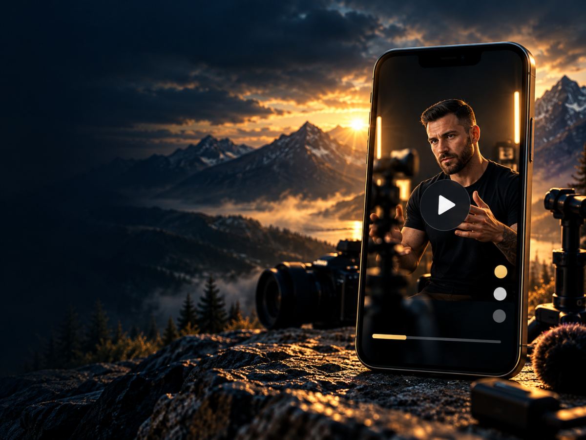 Creator filming premium short-form video content on a smartphone